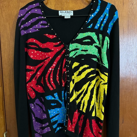 Jack B. Quick Sweaters - Vintage Jack B. Quick Rainbow Zebra Sweater